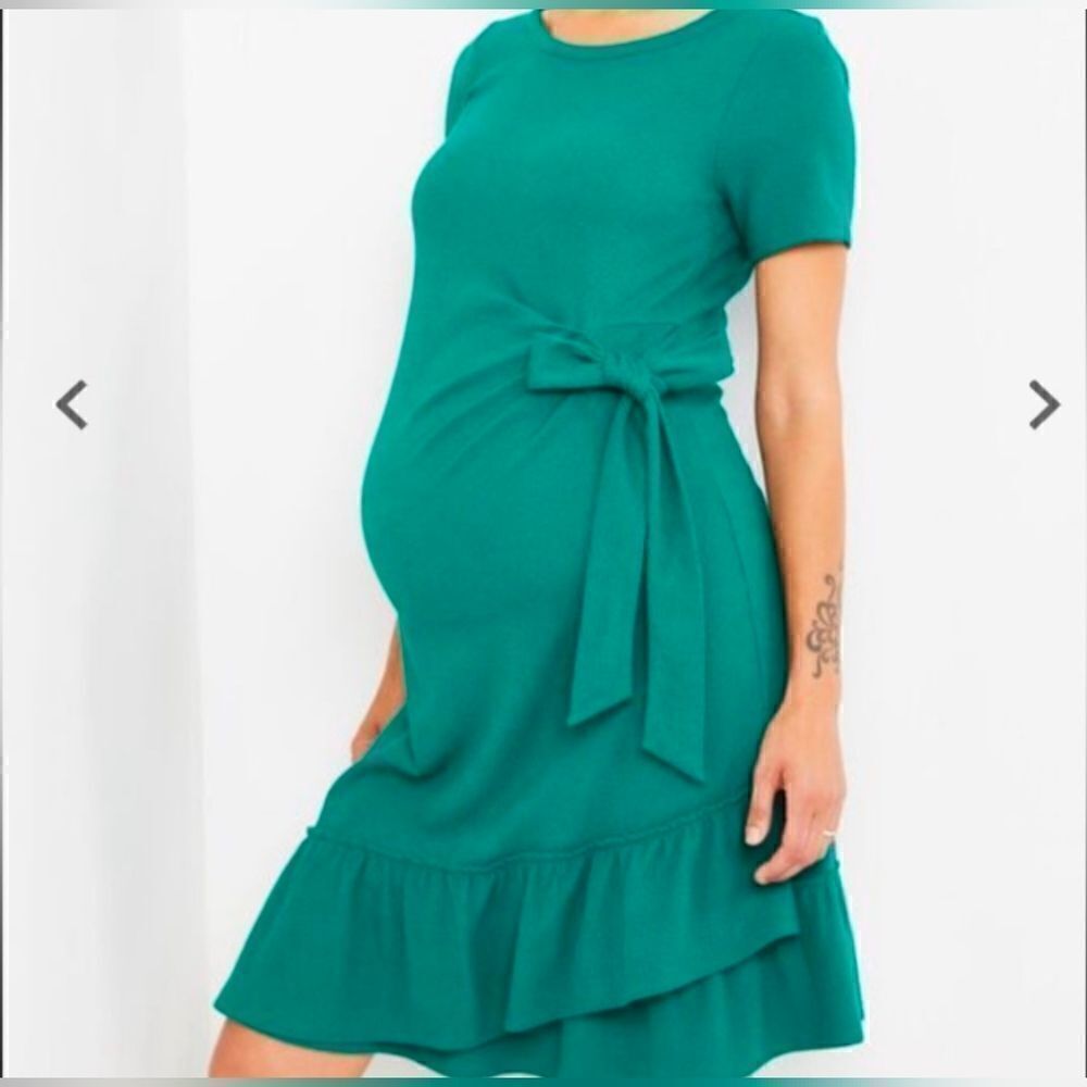 Pea in the Pod Ruffle Hem Side Tie Maternity Dress size M